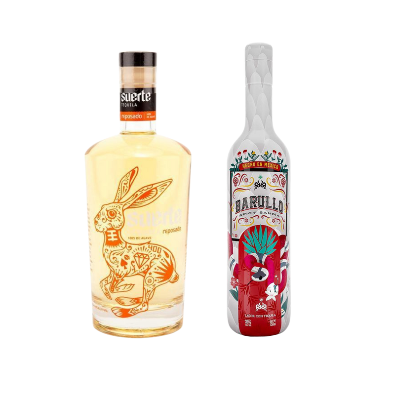 BARULLO Spicy Sandía and Suerte Reposado Tequila premium gift bundle