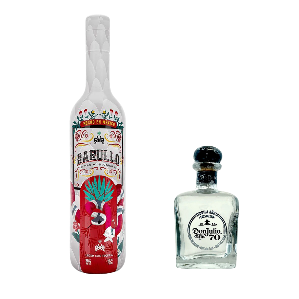 BUy Barullo Spicy Sandía Watermelon Tequila 750ml & Don Julio 70 Añejo Cristalino Tequila 50ml Bundle - Sunset Liquor 