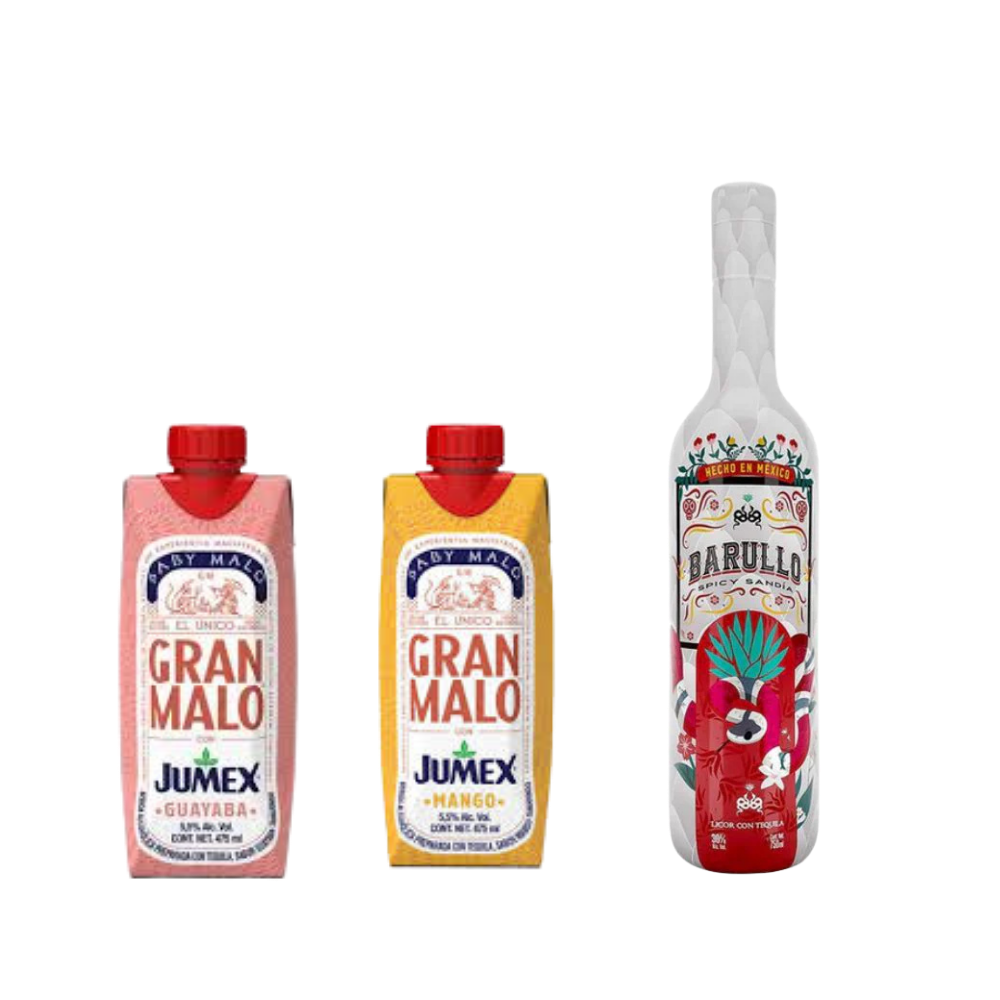 Buy Barullo Spicy Sandía Watermelon & Gran Malo Mango Guava Jumex Tequila Bundle - Sunset Liquor 