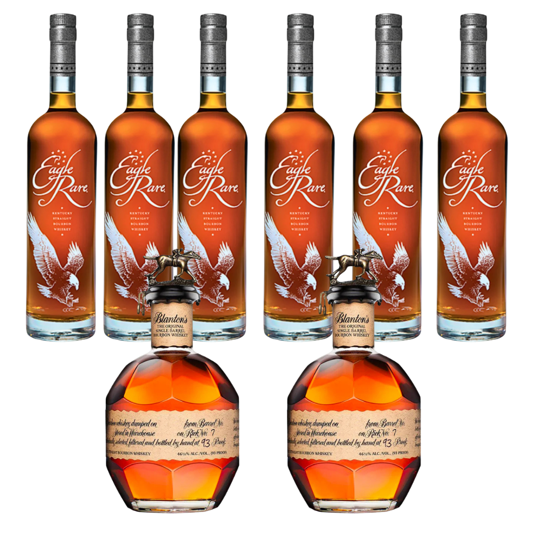 “Premium bourbon whiskey gift set with Blanton’s and Eagle Rare bottles”