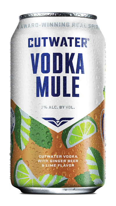 “Cutwater Vodka Mule 4 Pack 12 oz cans with premium vodka, ginger beer, and lime ready-to-drink cocktail.”