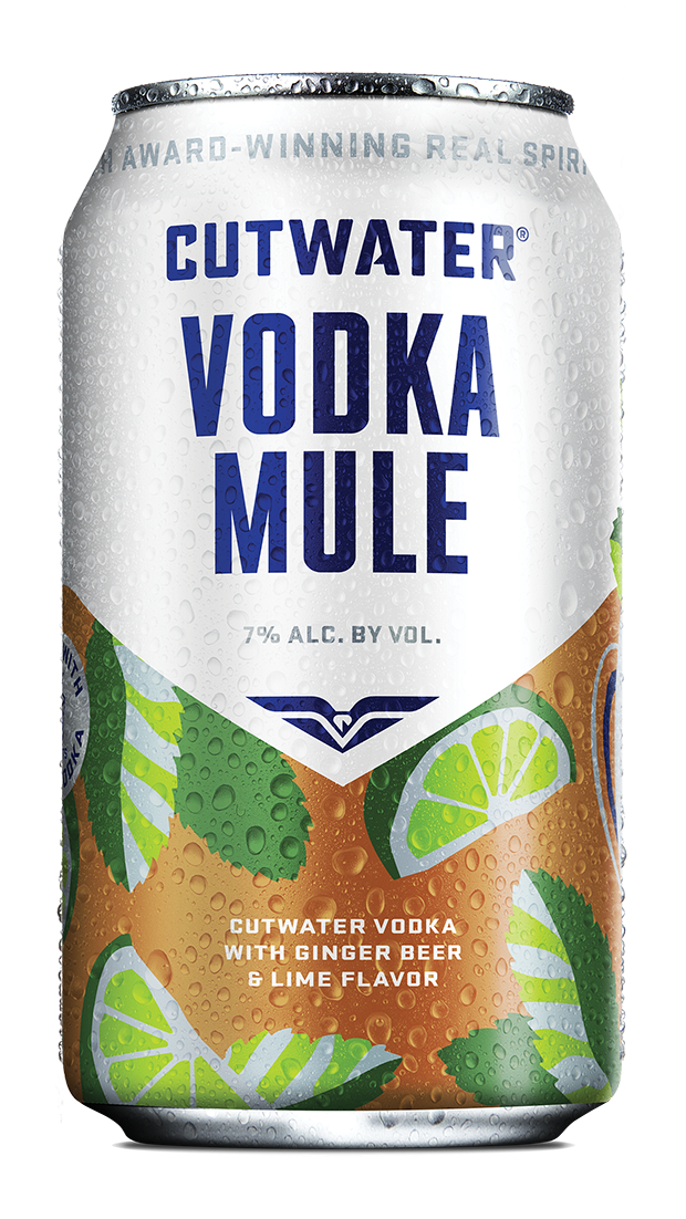 “Cutwater Vodka Mule 4 Pack 12 oz cans with premium vodka, ginger beer, and lime ready-to-drink cocktail.”