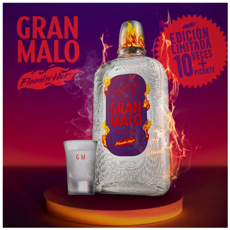 “Gran Malo Tequila Flaming Hot 750 ml bottle – limited edition spicy flavored tequila”
