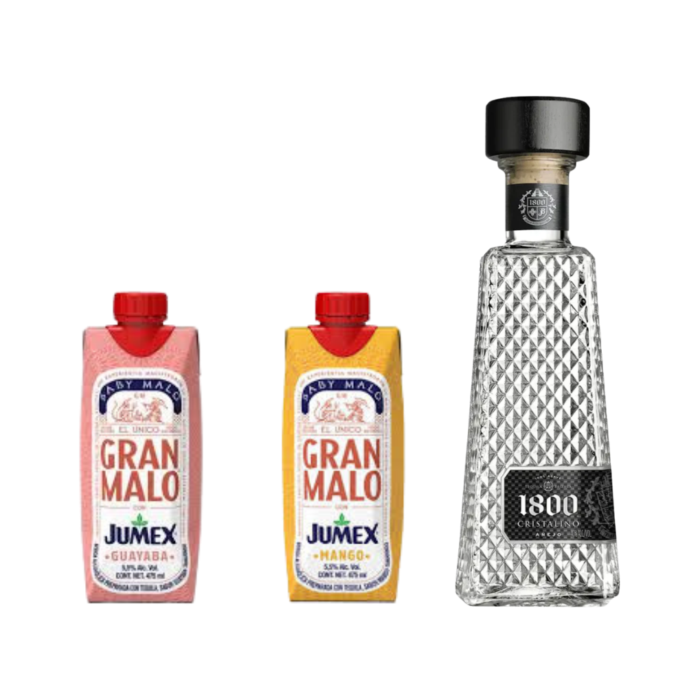 Buy Gran Malo X Jumex Guava & Mango Tequila & 1800 Cristalino Añejo Tequila Bundle - Sunset Liquor 
