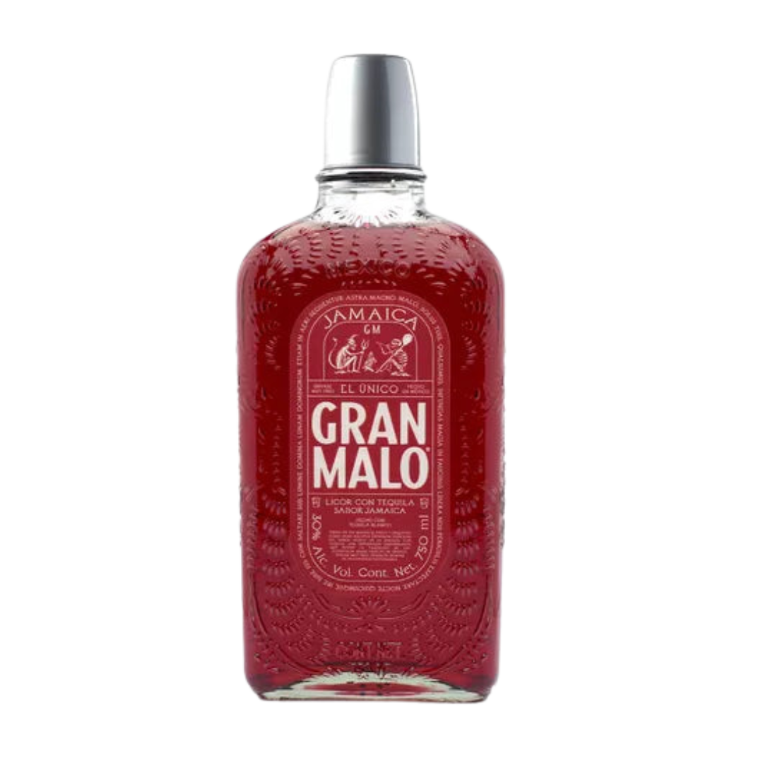 "Gran Malo Jamaica Flavored Tequila 750ml bottle with hibiscus-infused tequila and vibrant red color"
