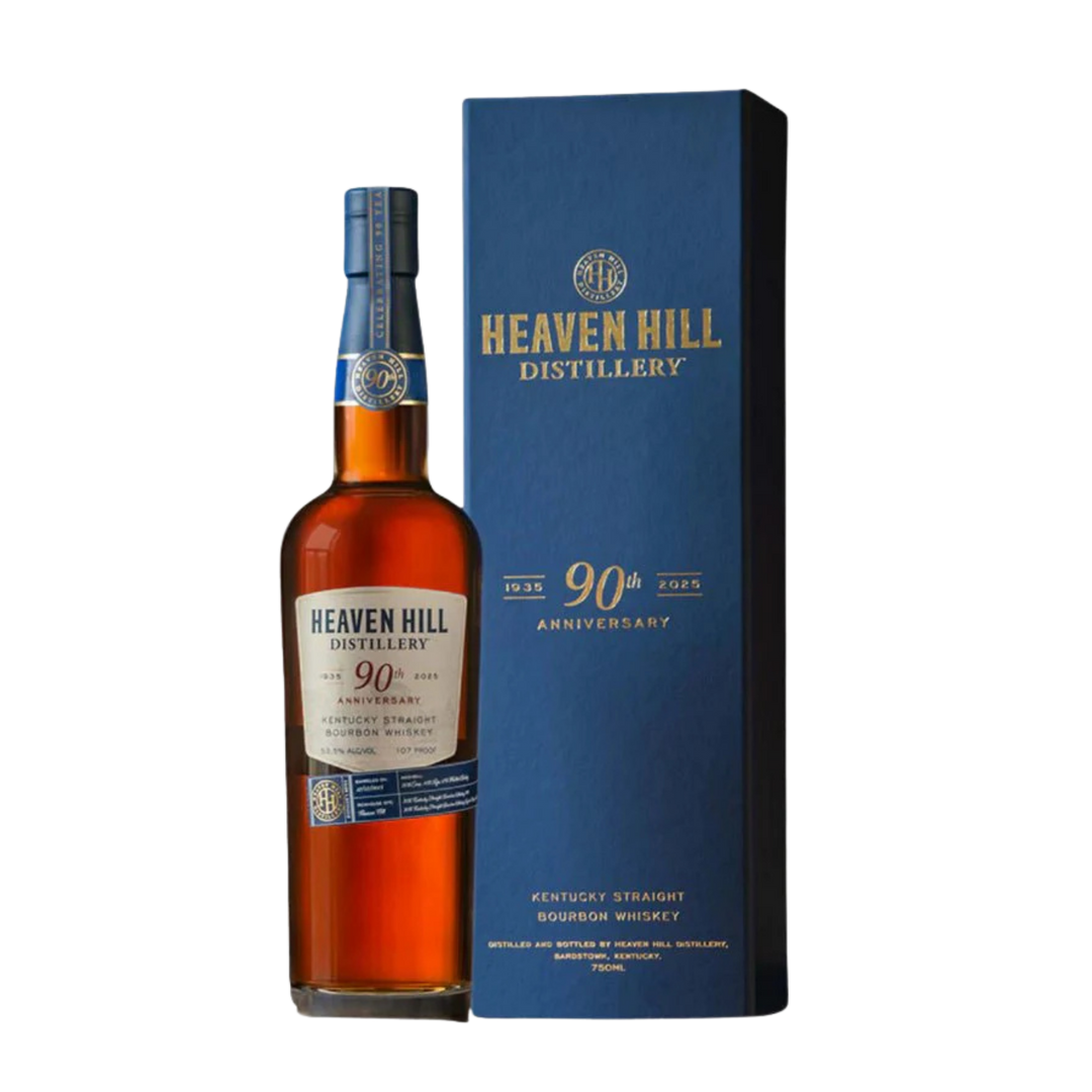 "Heaven Hill 90th Anniversary Kentucky Bourbon Whiskey 750mL bottle – limited edition Kentucky bourbon with premium packaging."