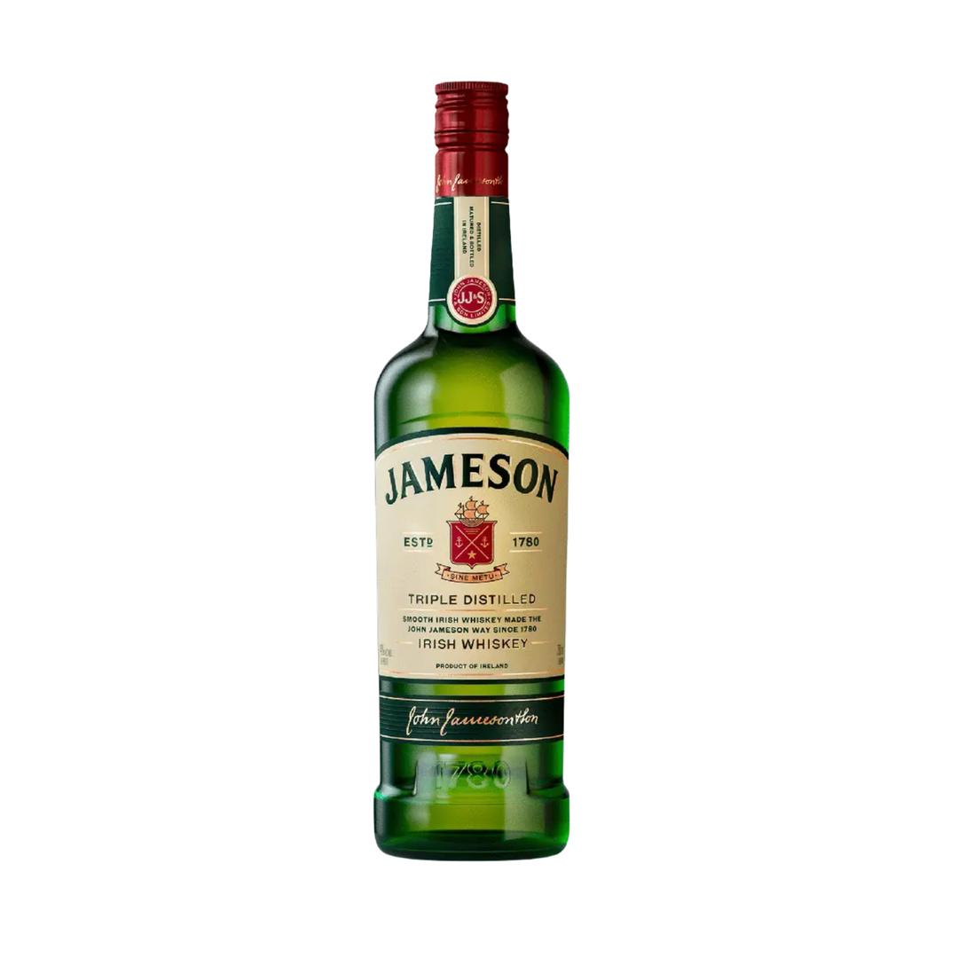 Jameson Irish Whiskey 750ml bottle with green label and gold accents