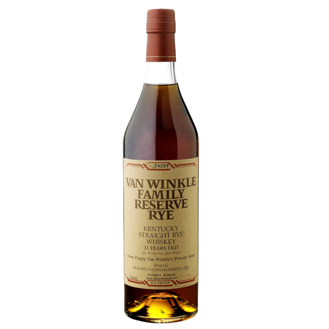 Pappy Van Winkle Family Reserve 13 Year Straight Rye Whiskey 750ml bottle with vintage label and premium packaging.