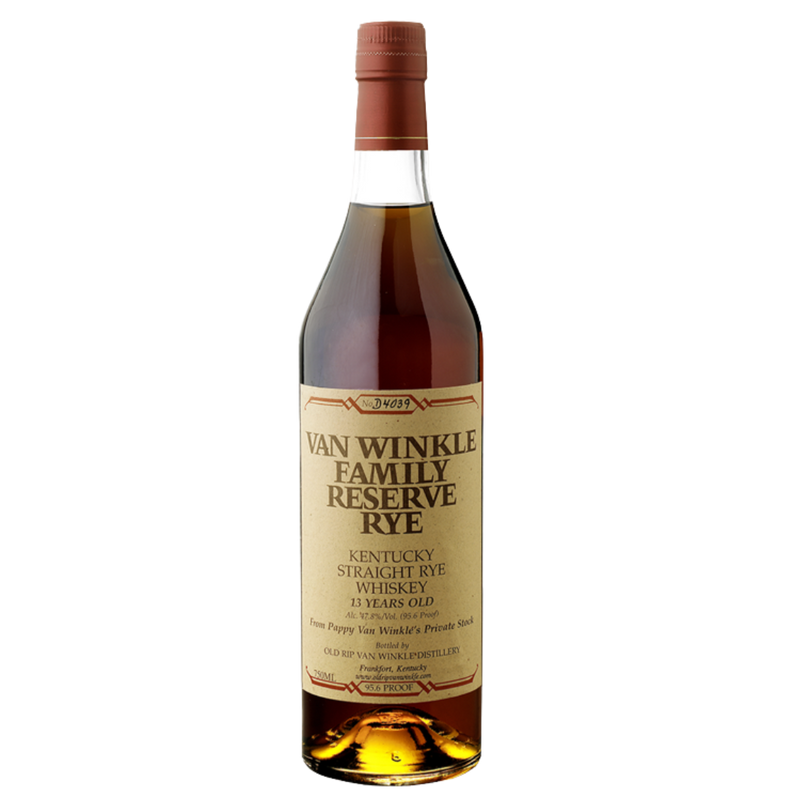 Pappy Van Winkle Family Reserve 13 Year Straight Rye Whiskey 750ml bottle with vintage label and premium packaging.