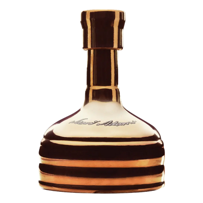 “Samuel Adams Utopias 2025 ceramic collector’s bottle with metallic finish and craft beer packaging.”