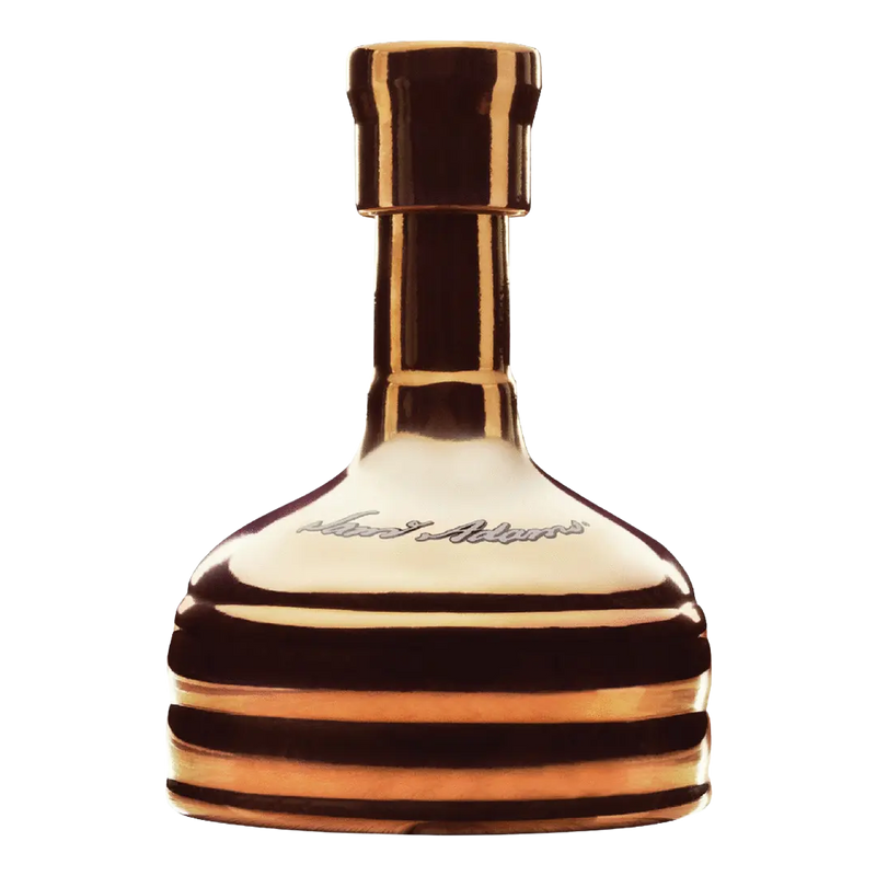 “Samuel Adams Utopias 2025 ceramic collector’s bottle with metallic finish and craft beer packaging.”