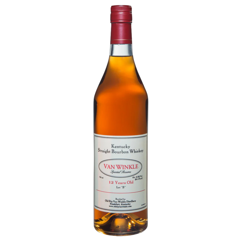 Van Winkle Special Reserve 12 Year Lot B bourbon bottle with label, aged 12 years, premium whiskey.