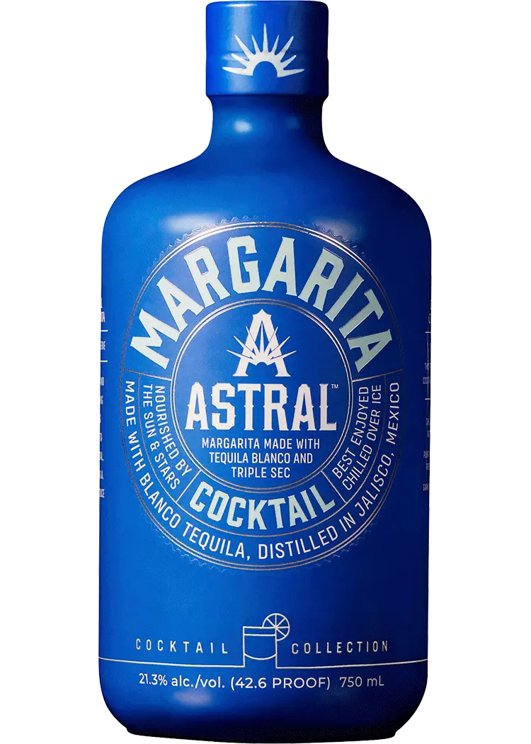 Astral Margarita Cocktail ready-to-drink bottled margarita with citrus flavor served over ice