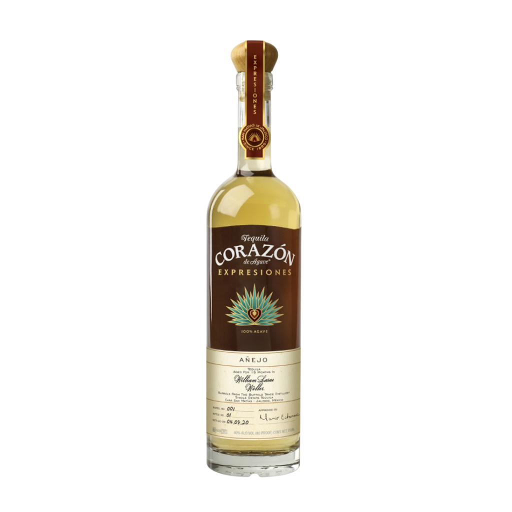 Corazon Expresiones Añejo tequila aged in William Larue Weller bourbon barrels 750ml premium bottle