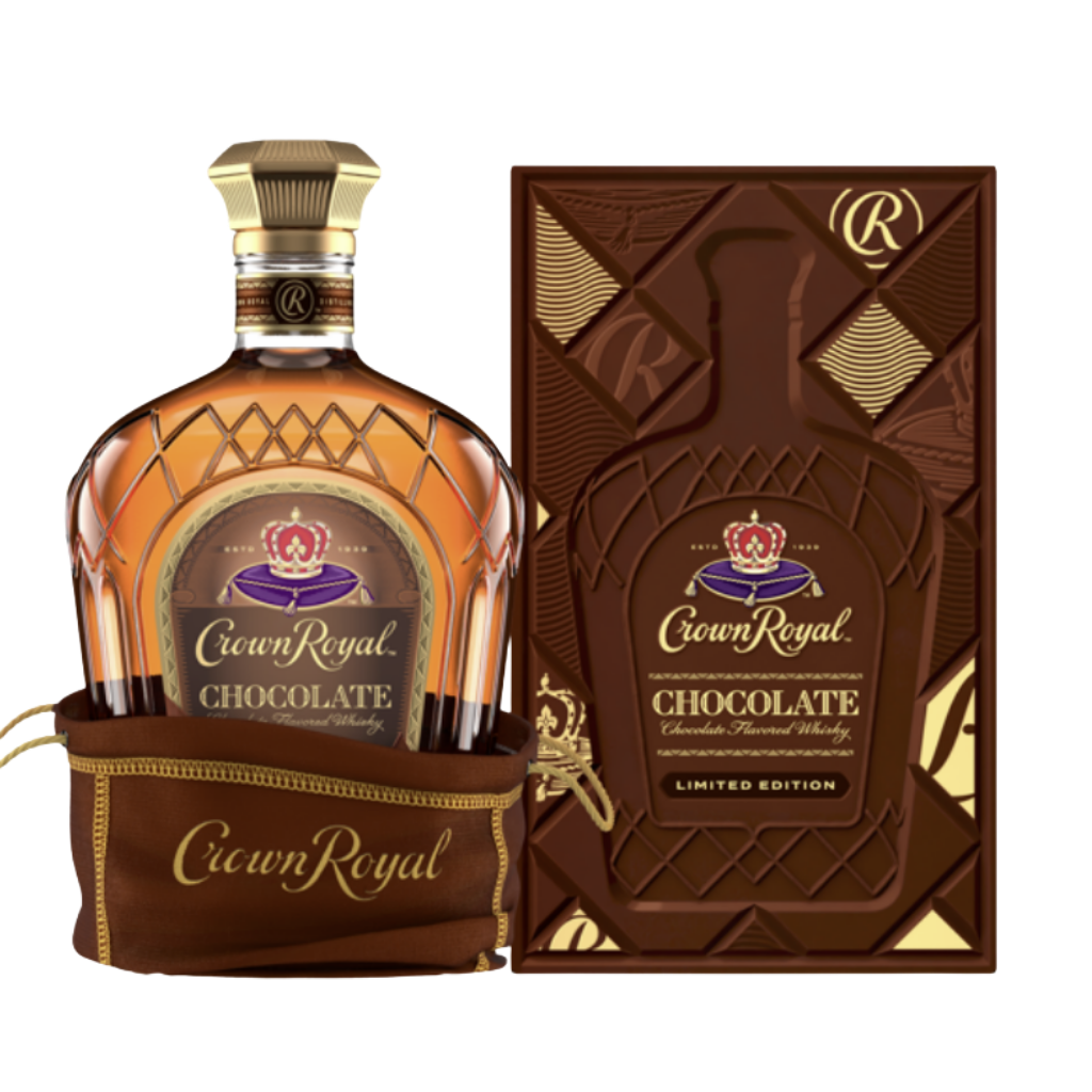 Crown Royal Chocolate Whisky 750ml limited edition Canadian flavored whisky bottle with rich chocolate flavor