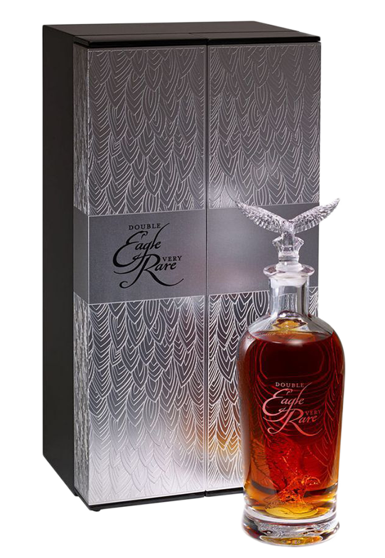 Double Eagle Very Rare 750 ml bourbon whiskey bottle in luxury glass decanter with premium packaging