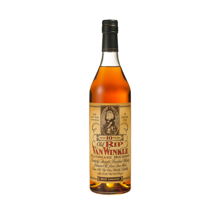 Old Rip Van Winkle 10 Year bourbon bottle Kentucky straight whiskey premium wheated bourbon amber glass bottle
