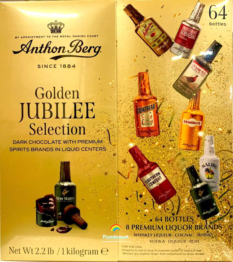 2 Packs Anthon Berg Dark Chocolate Liqueur Bottles - 64ct Each (128 Total) | Danish Alcohol Chocolates