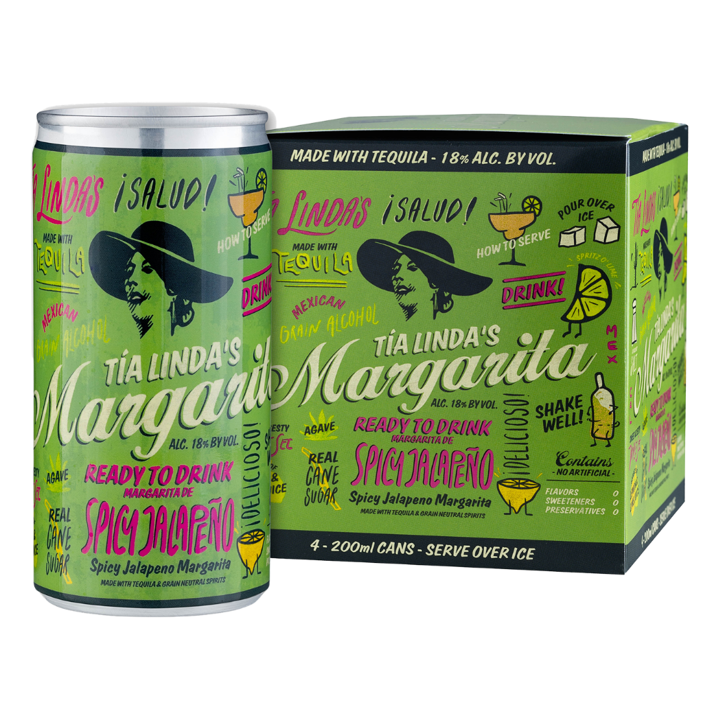 TIA MARGRITA Spicy Jalapeño ready-to-drink margarita 4 pack 200ml cans with citrus and spicy flavor