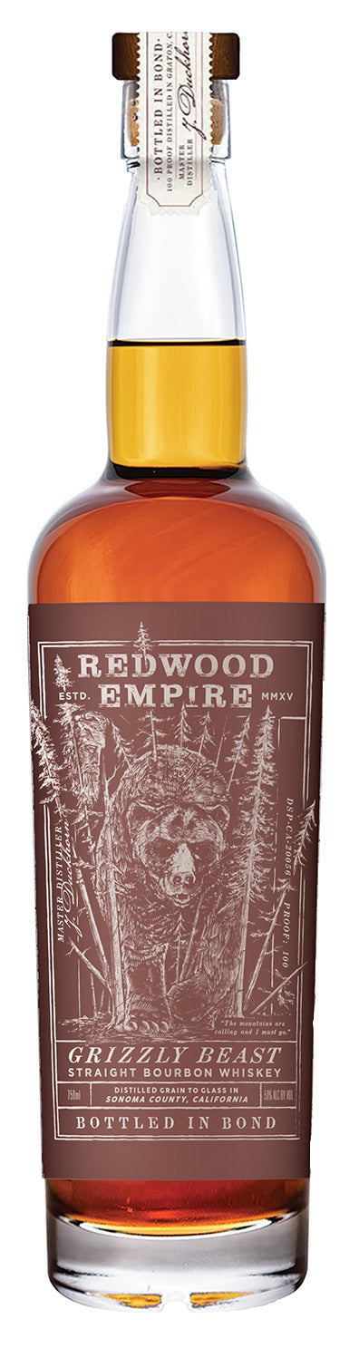Redwood Empire Grizzly Beast Bourbon Whiskey Bottled in Bond 750ML